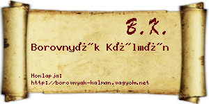 Borovnyák Kálmán névjegykártya